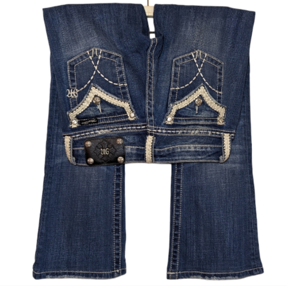 Womens Blue Embroidered Bootcut Jeans - 7 For All Mankind Style